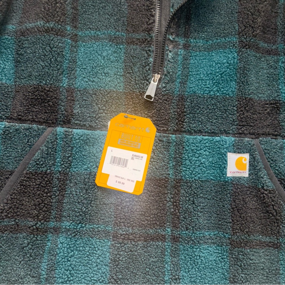 Carhartt Men's Black and Green Plaid Jacket NWT - Picture 7 of 7